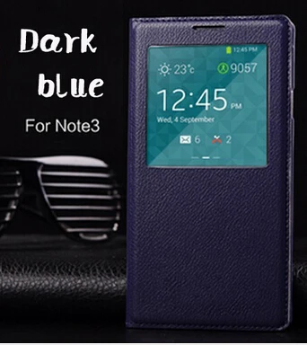 Функция автоматического сна и пробуждения умный флип-чехол тонкий кожаный чехол с чипом для samsung Galaxy Note 3 Note3 N9000 N9005 - Цвет: Dark Blue
