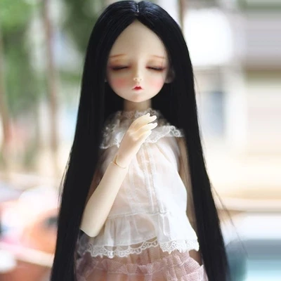 Allaosify Bjd парики из искусственных волос/SD как кукольный блок длинные вьющиеся волосы 1/3 1/4 лет, 1 партия/6 высокой температуры кукольный парик bjd волос - Цвет: Черный
