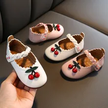 Leather Shoes Toddler Infant Kids Baby Girls Cherry Leather Single Princess Shoes Chaussure Enfant Fille School Shoes For Girls