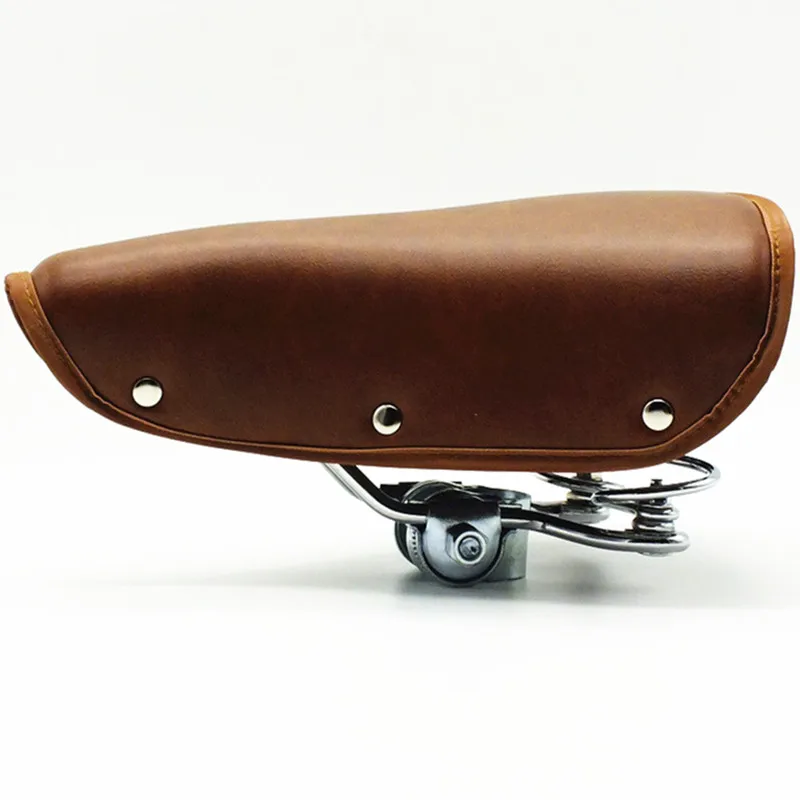 Black Vintage Classic Leather Bicycle Retro Bike Saddle Spring Seat 23*25.5cm