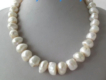 

huij 001119 16mm White Nugget Baroque Unusual Freshwater Pearl Necklace