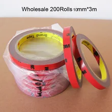 200 рулонов/лот 3 м Авто Грузовик автомобиля стикер акриловая пена двухсторонняя прикрепляемая крепкая клейкая лента 10 мм(Ш)* 3 м(л) CP10