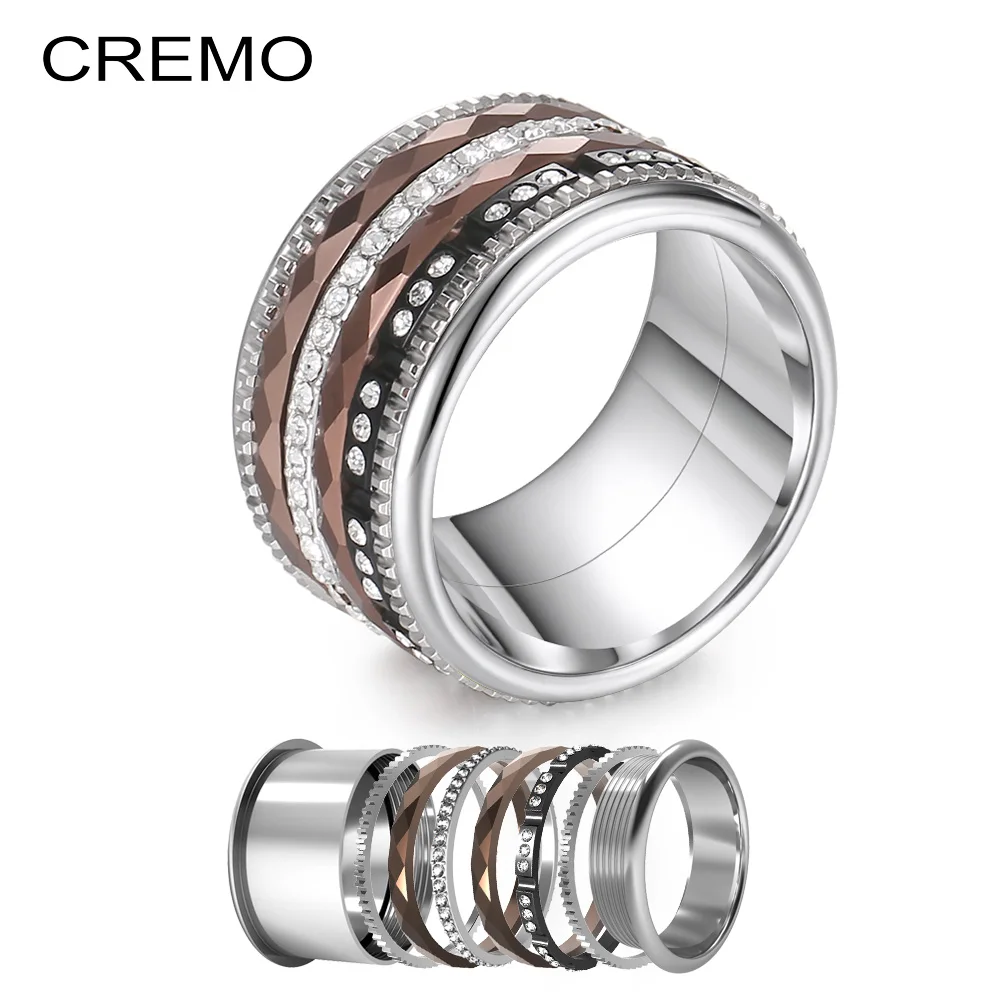 Cremo женское серебряное кольцо из нержавеющей стали Argent массивные Сменные Bague Femme Acier Inoxydable Femme изысканное кольцо