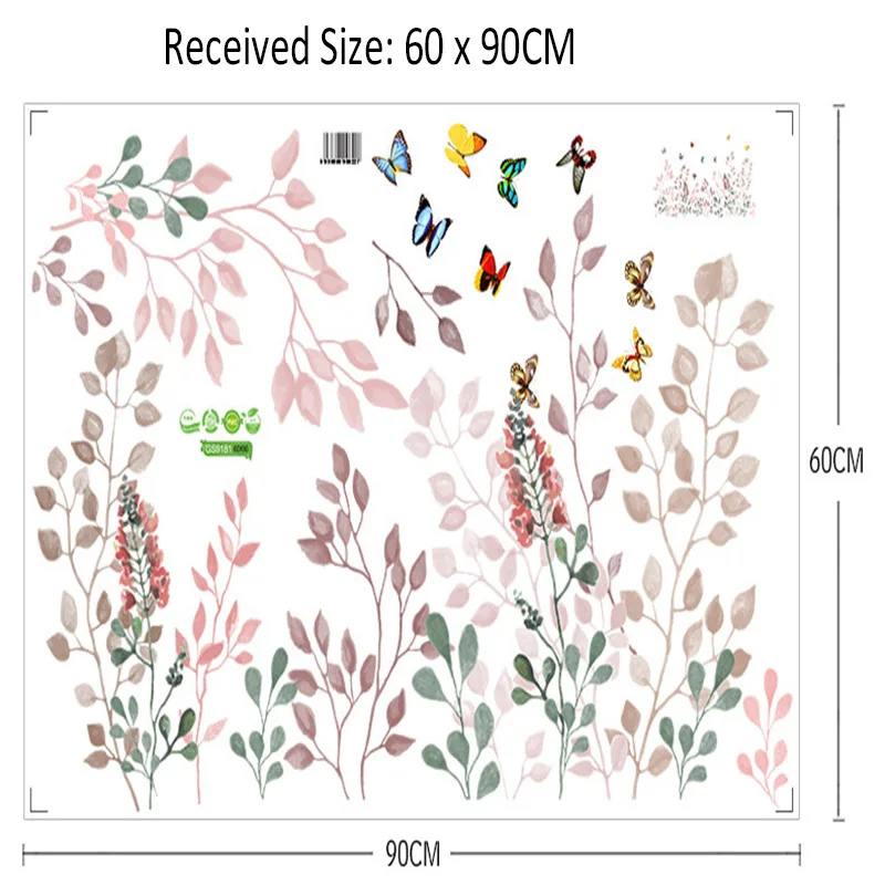 Красочные растения листья цветы Бабочка наклейки на стену украшение дома стены графический плакат художественная линия плинтуса настенные наклейки