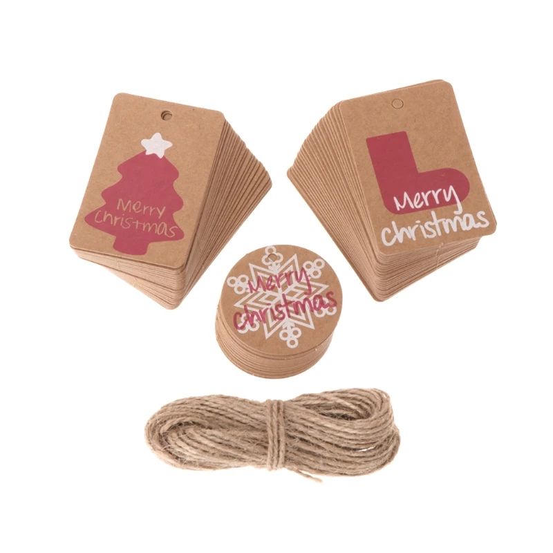 

1 Set Merry Christmas Hang Tags Kraft Paper Drop DIY Clothes Gift Handmade Label Drop Ship W2952001