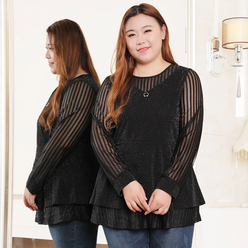 Plus Size 4XL 6XL 8XL 10XL Women Long Sleeve