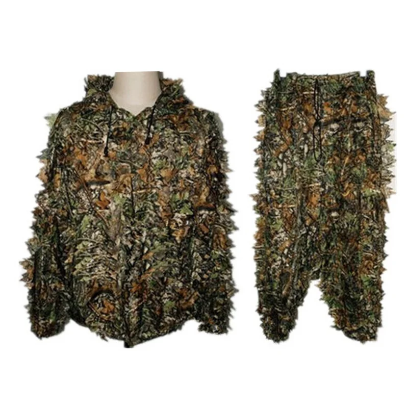 

Outdoor Durable Woodland Sniper Ghillie Suit Cloak Military 3D Leaf Camouflage Camo Jungle Hunting Kit