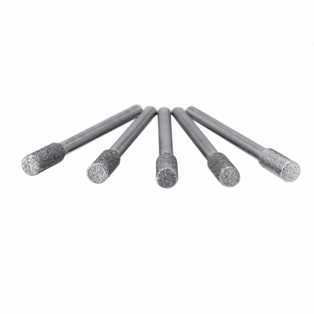 

5Pcs 4 Diamond Grinding Drills Silver Diamond Grinding Burr Drill Bits 4mm Grinding Diameter For Engraving Machine Rotary Tool