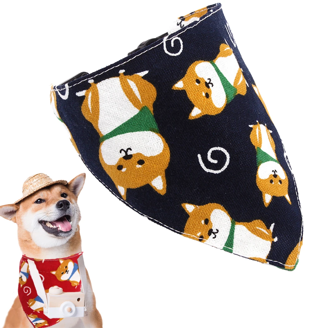 1PC Doggy Printed Handsome font b Pet b font Dog Scarf Collars Adjustable Puppy Triangular Bandana