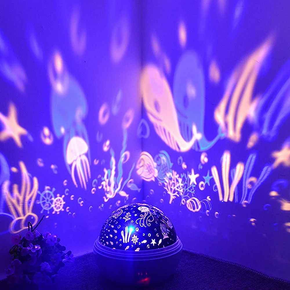 Us 13 82 21 Off 8 Colors Rotating Star Projector Night Light Luminaria Ocean Lamp Baby Night Sleeping Nursery Lamp For Baby Kids Christmas Gift In