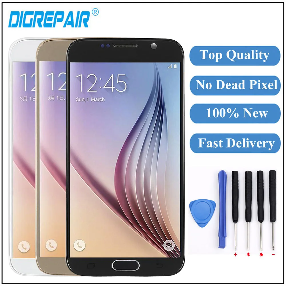 

G920 Display for SAMSUNG GALAXY S6 LCD G920 G920F LCD Display Touch Screen Digitizer Frame g920f lcd For Samsung S6 Display