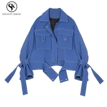 Осень новая мода прилив бренд корейской короткая куртка женская Повседневное простой пальто высокого качества женский свободно основной Куртки LGP706