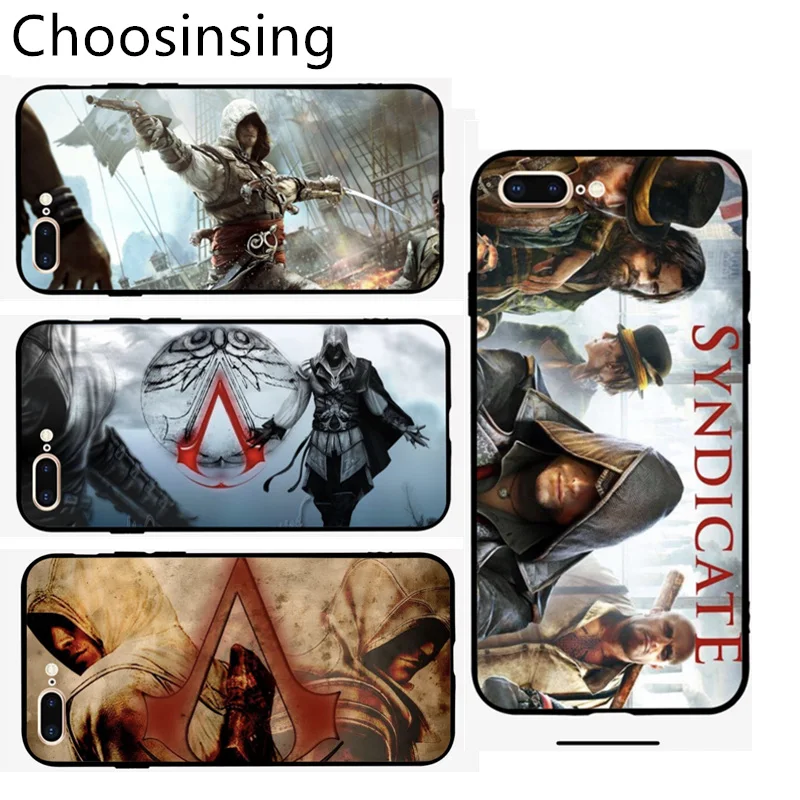 

Assassins Creed Customized Tempered Glass Phone Case For iPhone 7 6 S plus 8 X XS XR MAX Hidden Blade Game Men Smartphone Cover