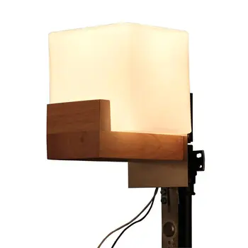 

2017 European Technology Rubber Wooden Products Square Glass Professional Art China Post Free family study bedroom Wall Lamp