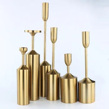 

6pcs/set Gold Iron Candle Holders Home Decoration Accessories Candlestick For Wedding Candelabros Decorativos De Velas P0040