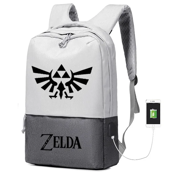 Легенда о Зельде игровой мужской рюкзак Zelda холщовый рюкзак с принтом USB интерфейс ноутбук школьный рюкзак - Цвет: 3