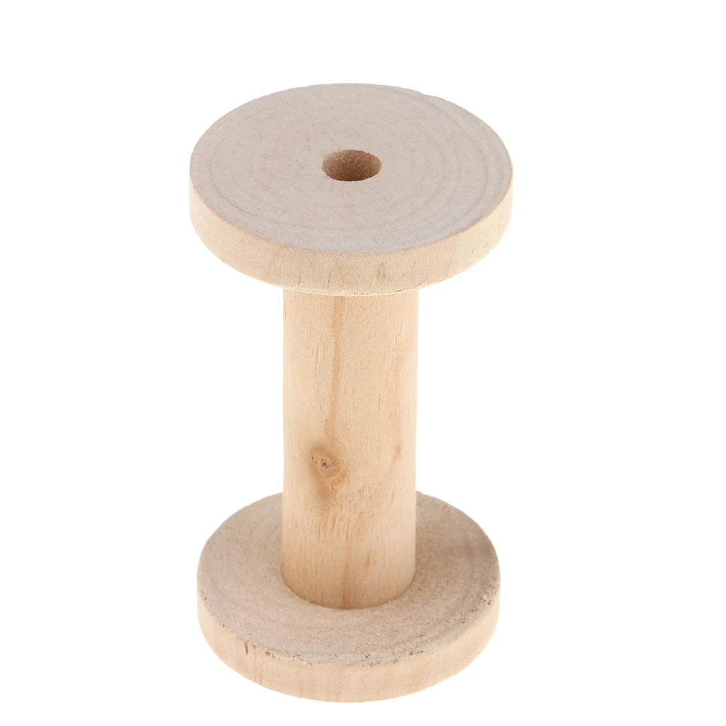 1x Natural Wooden Spool for Thread String Rolling Wire Bobbin Sewing Tools DIY Needlework Accessories
