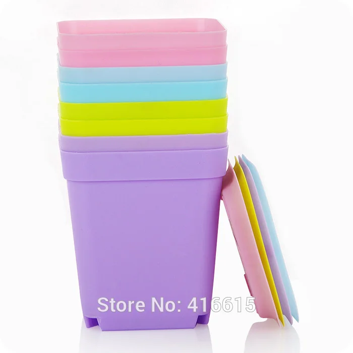 Creative and Colorful Mini Square Plastic Flower Pots for Small Gardening and Planting image 4