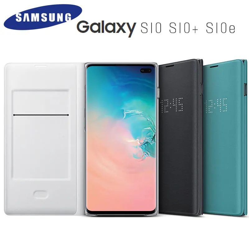 Для SAMSUNG S10 официальный оригинал Galaxy + кожаный чехол книжка со светодиодным