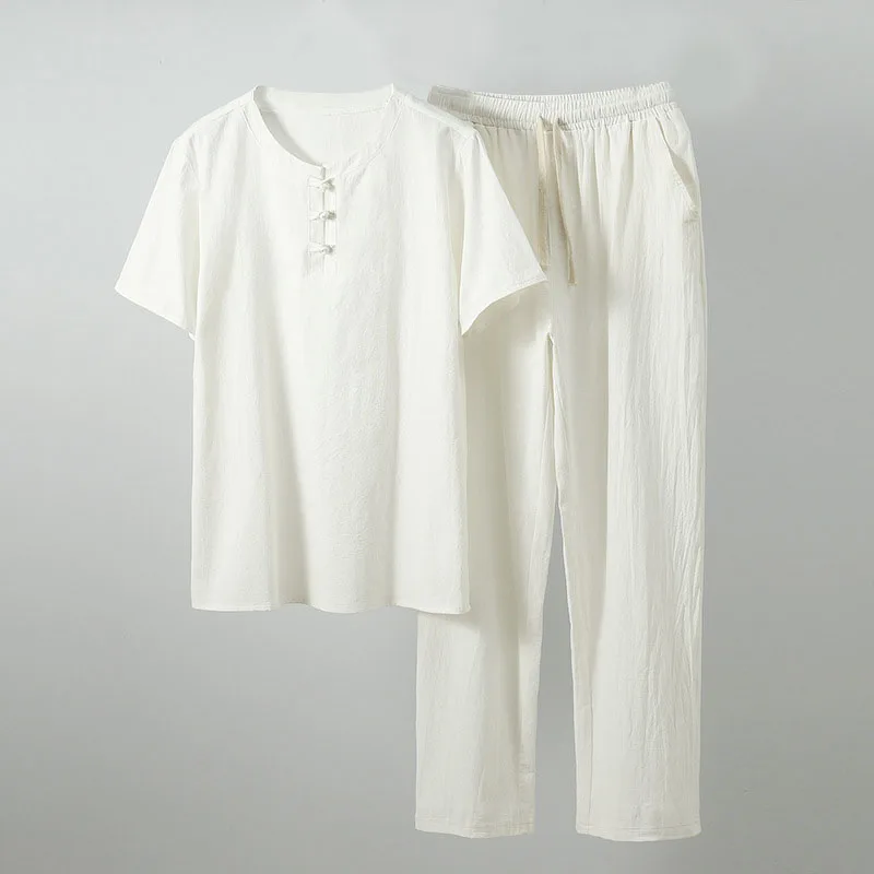 MFERLIER Summer Men Shirt 5XL 6XL 7XL 8XL 9XL 10XL Bust 157cm Loose Large Size Shirt With Pants 5 Colors 5