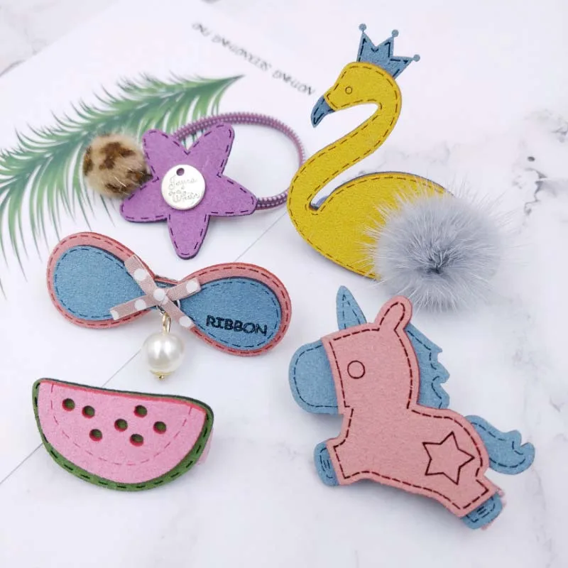 

2pcs/set girls children cute leather Bowknot Barrette Hairpins Hair Clip Style Accessories cartoon Hairgrip Fashion Headwear