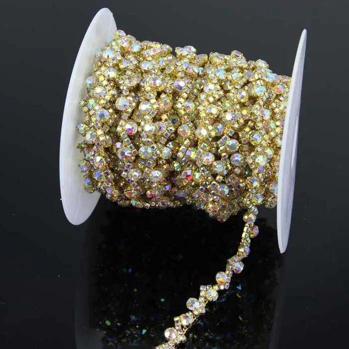 100Yards Crystal Rhinestone Close Chain Trim Glass Chaton Sewing Cup Sew On Silver AB 1cm
100Yards Crystal Rhinestone Close Chain Trim Glass Chaton Sewing Cup Sew On Silver AB 1cm