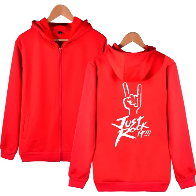 Popular Rock Band Hooded Sweatshirts Men Zipper Hoodies Print Just Rock It Winter Hoodies Men