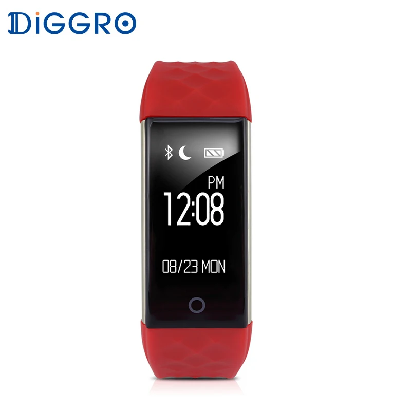 Умный Браслет Diggro S2 с Bluetooth, монитор сердечного ритма, IP67, спортивный фитнес-трекер, браслет для телефона на базе Android IOS - Цвет: Red