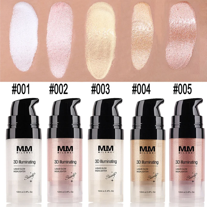 

MILEMEI 12ml 5collors High Light Contouring Makeup Face Brightener Concealer Liquid Highlighter Primer Face Glow Cosmetics TSLM1