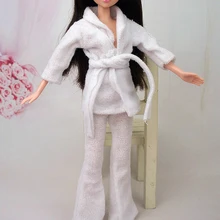 Kids Gift Doll Accessories Bathrobe For Barbie Bathroom Winter Pajama Sleeping Wear Casual Clothes For Barbie Doll House Toy