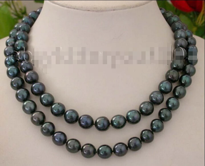 

33" Genuine Natural 11mm Black Round Pearl Necklace 925silver clasp #f1172!^^^@^Noble style Natural Fine jewe FREE SHIPPING