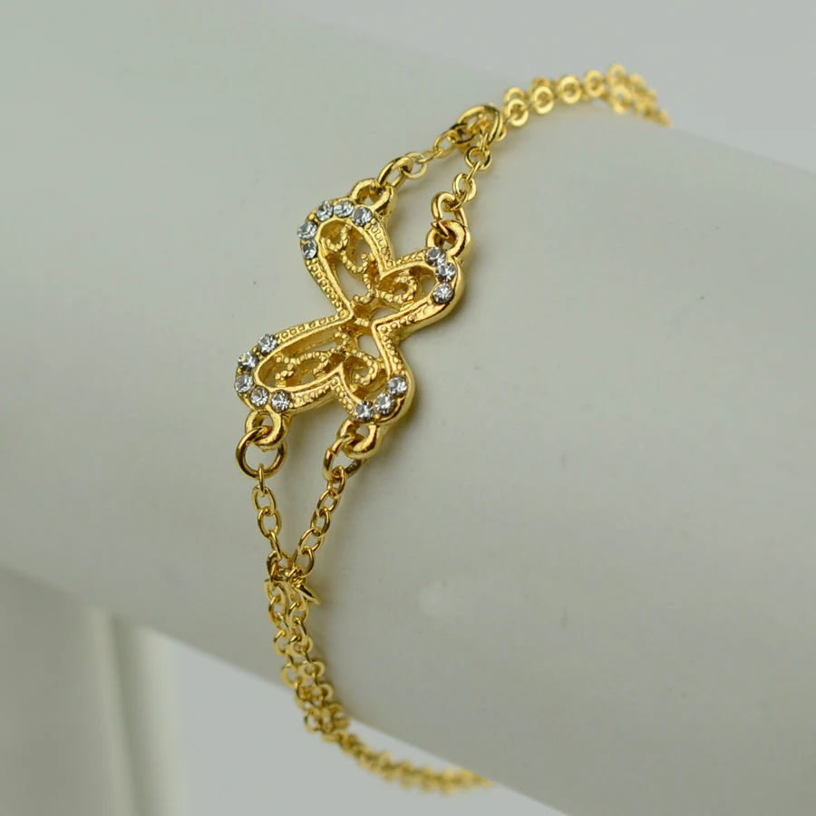 

Anniyo 19.5cm/Charm Butterfly Bracelet Women Gold Color Trendy Bracelet Vietnam Jewelry Rhinestone Arab,Middle East
