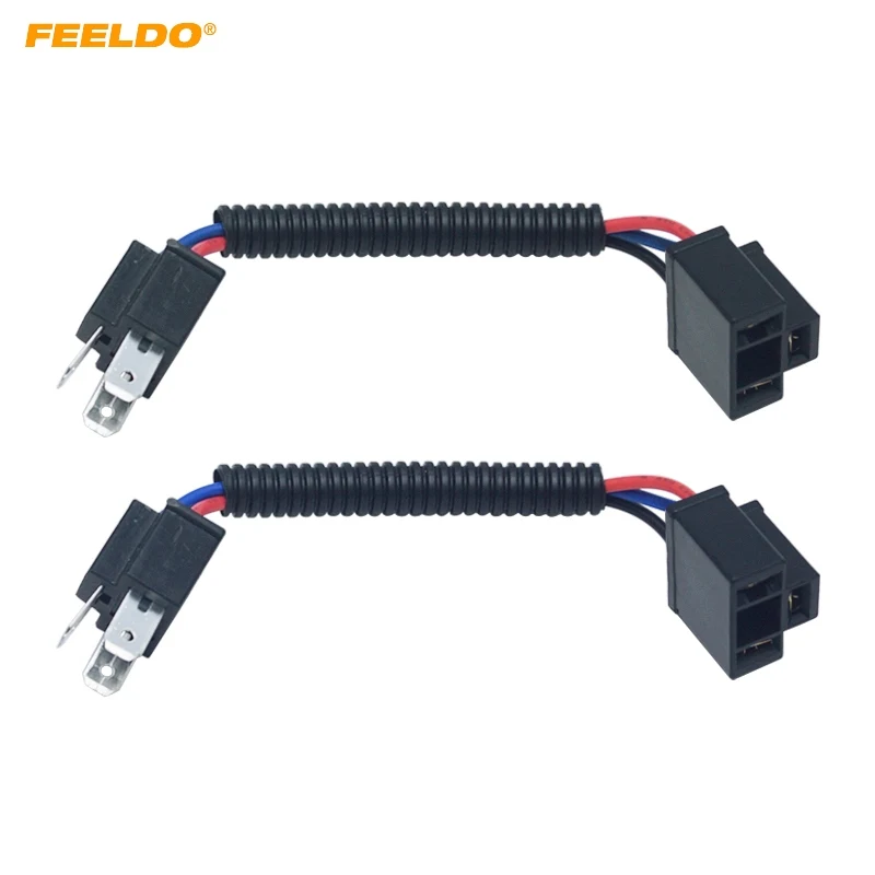 FEELDO 2PC Car Headlight Cable H4 Male To Female Connector Plug Lamp Bulb Socket Automotive Wiring Adapter Holder #HQ6001 | Автомобили и