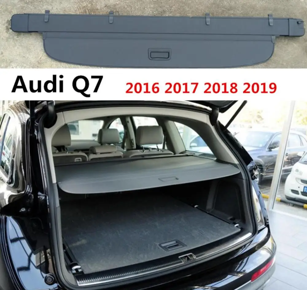 

Aluminium alloy + Fabric Rear Trunk Security Shield Cargo Cover For Audi Q7 2016 2017 2018 2019 Car Accessories