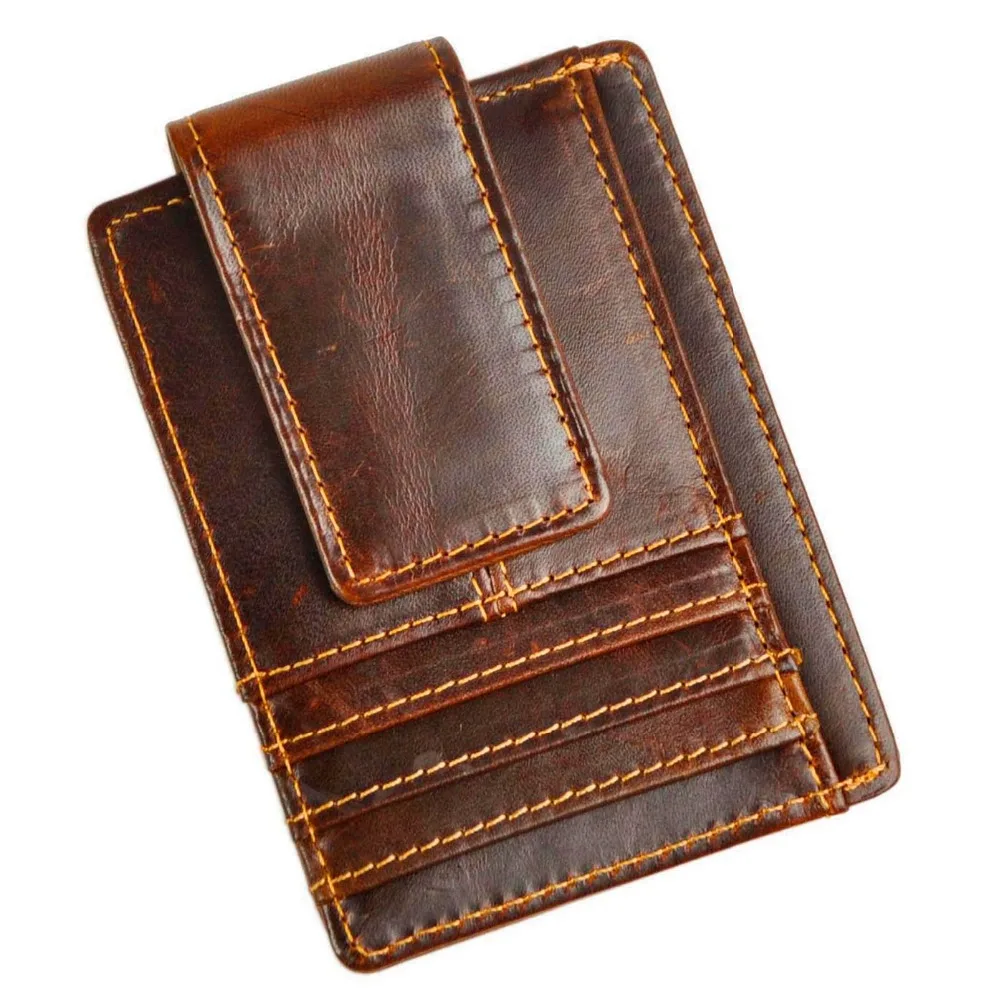 

Male Quality Leather Designer Fashion Travel Slim Wallet Front Pocket Magnetic Money Clip Mini Card Case Purse For Men 1015-c