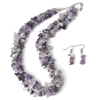 

Lilac color add Light white and Black 5-8 MM Shape granules Necklace and Small and Beautiful Earrings Jewelry Set