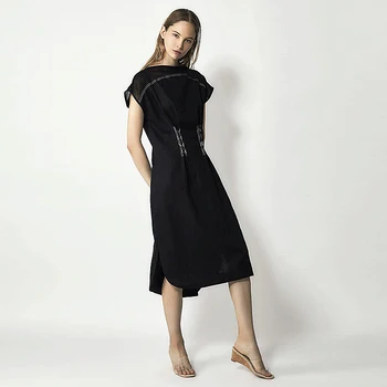 

Loose Milan Runway Designer High Quality Spring Summer New Women'S Fashion Party Work Sexy Vintage Elegant Chic Linen Dress