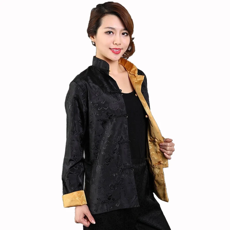 Два возможность носить на обе стороны китайской традиции Для женщин куртка рубашка S до XXXL MN0096-1