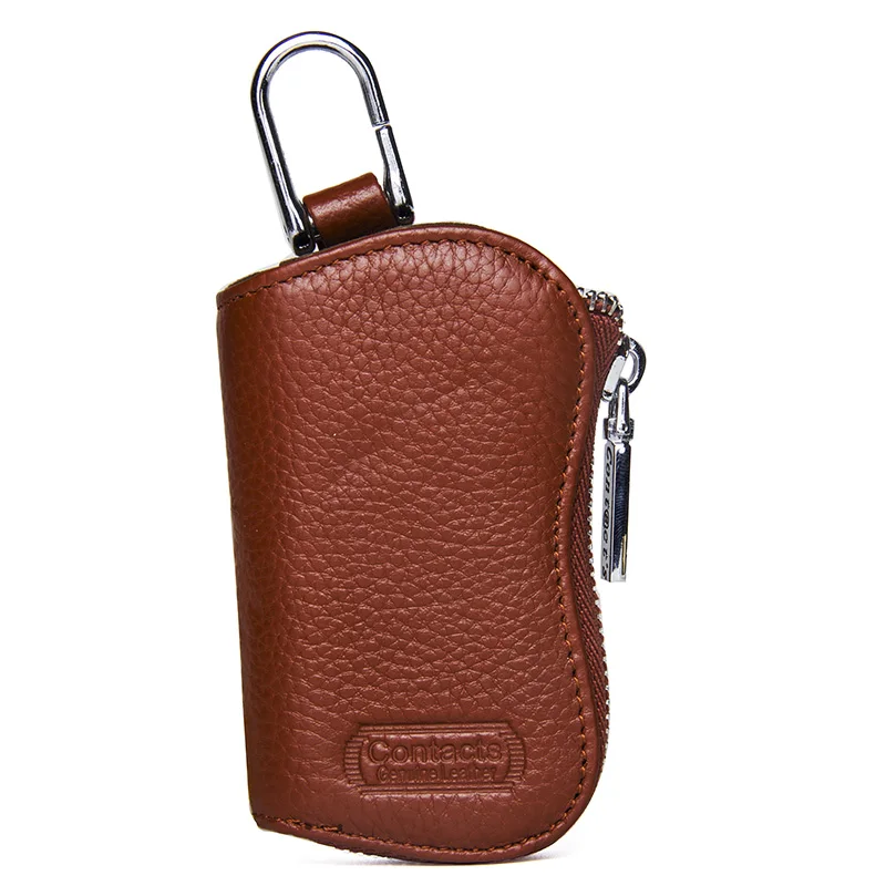 Модный мужской кошелек для ключей из натуральной кожи на молнии, автомобильный органайзер для ключей, кошелек для ключей, автомобильный кошелек для экономки для мужчин - Цвет: brown