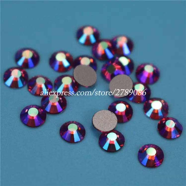 1440pcs/lot Siam AB FlatBack Non HotFix Strass Nail art Rhinestone 3D Glass Round Crystal Stones For DIY Nails Decorations | Красота и