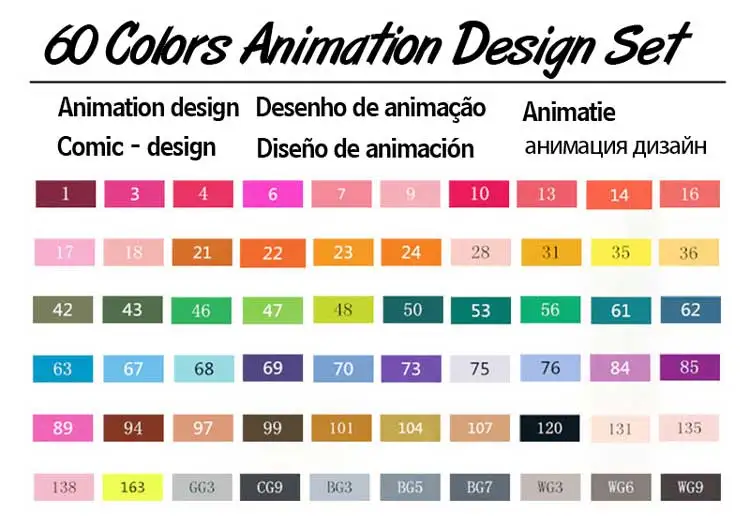 TOUCHNEW 12/30/40/60/80/168 и 20 цветов на выбор, набор цветных художественных маркеров с профессиональным качеством чернил на спиртовой основе и двойным наконечником для рисования аниме, манги, скетчей - Цвет: 60 Animation set