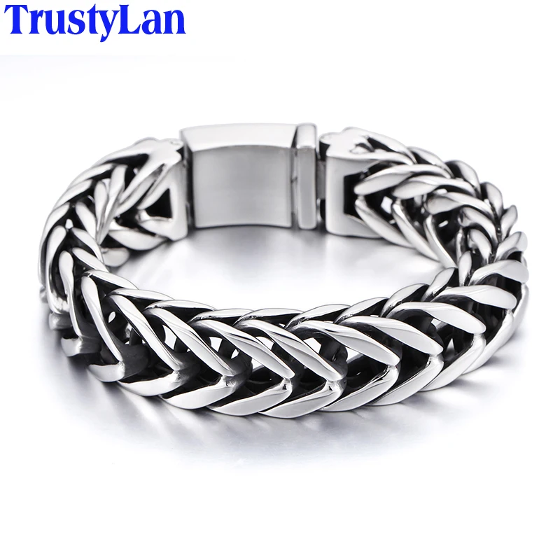 TrustyLan Pulseira Masculina, нержавеющая сталь, 17 мм, широкий браслет, мужские ювелирные изделия, v-образная форма, мужские браслеты,, Прямая поставка, подарок для Него