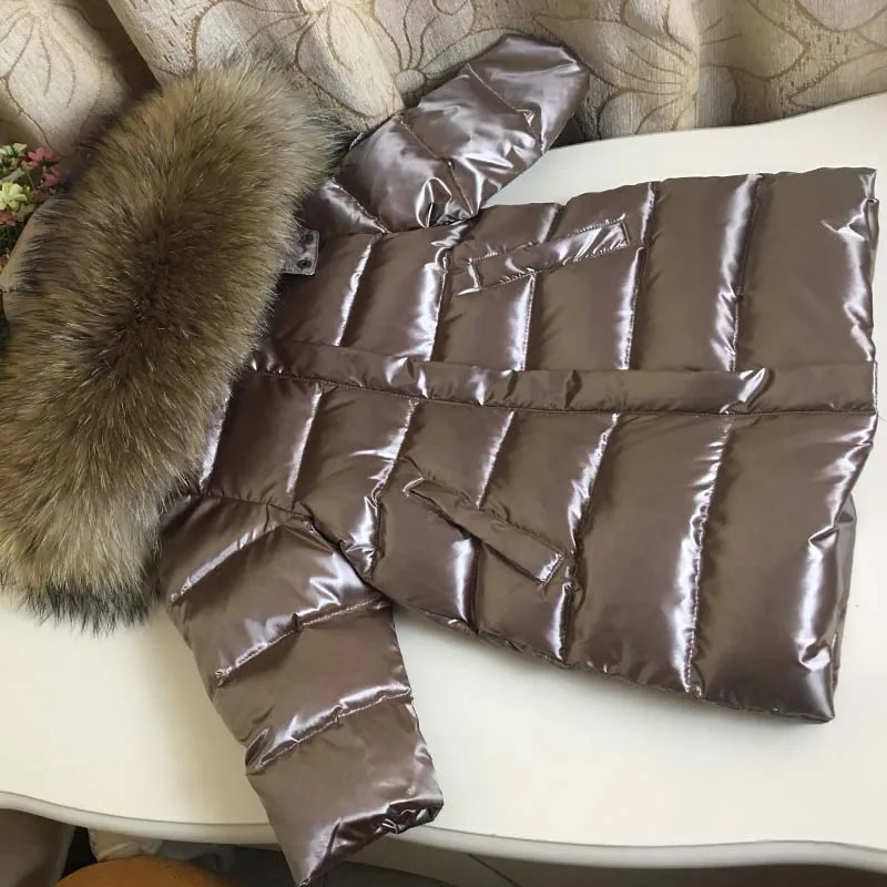 Детская зимняя утепленная парка из натурального меха для мальчиков и девочек