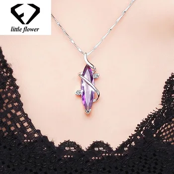 

925 Silver Tetrafolium pierscionki Agate Necklace Pendant Women pure Amethyst Sapphire Bizuterias Colgante Pendant 925 Necklace