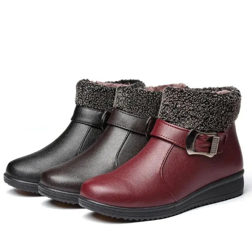 

Cotton Shoes Female 2019 Winter New Plus Velvet Cotton Snow Boots Warm Women's Boots Aged Mother Shoes