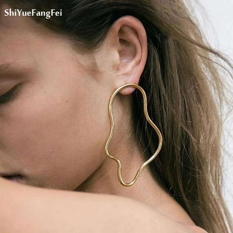 

Big Gold Statement Earrings 2018 Punk Geometric Earrings Women Big Dangle Earrings Drop Modern Large Earing Jewellery