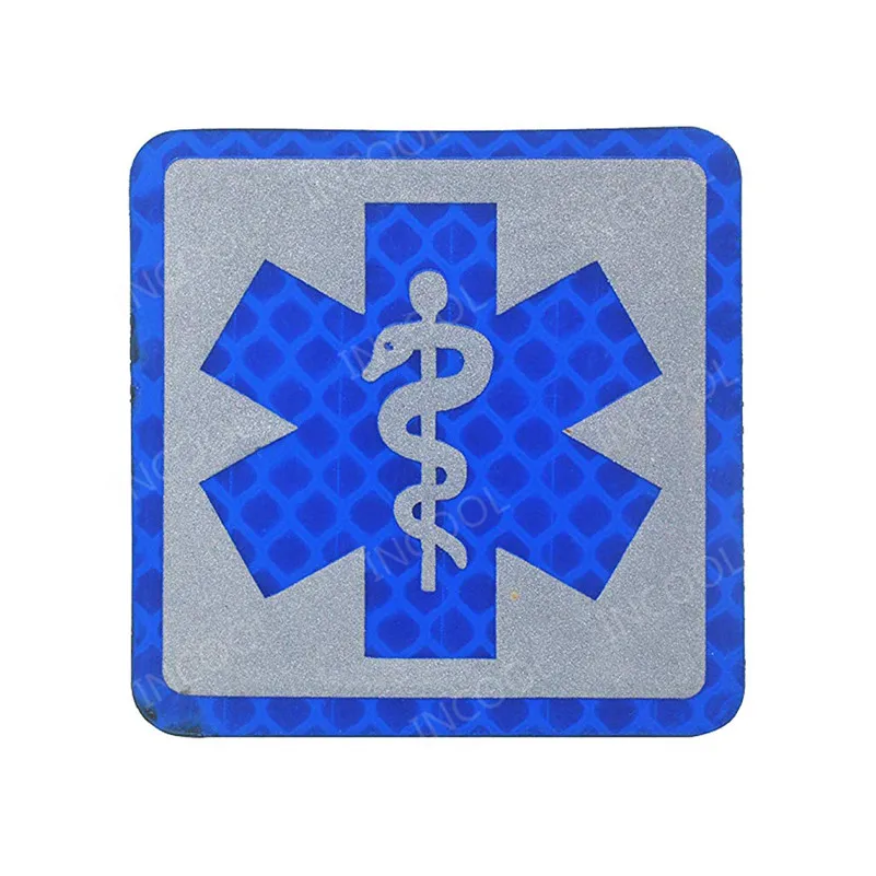 Reflective Medic Red Cross EMT Star of Life Embroidery Patch Military Morale Patches Tactical Emblem Applique Embroidered Badges - Color: 2