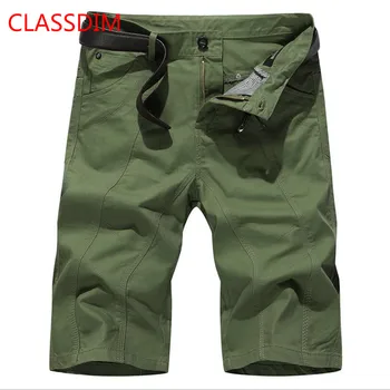 

Men Cotton Casual Shorts High Quality Summer Short Pants Men ArmyGreen Solid Shorts Size 42 No Belt