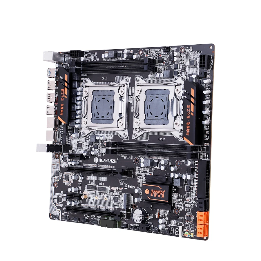 HUANANZHI X79 двойной процессор Материнская плата LGA 2011 E-ATX USB3.0 SATA3 PCI-E NVME с двойным процессором Xeon