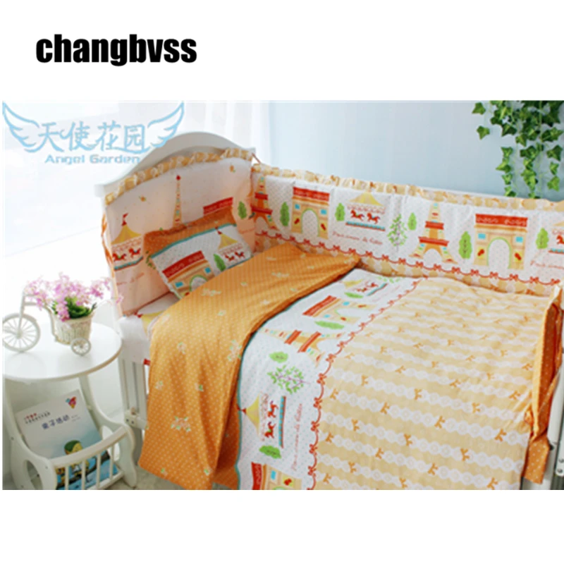 Cute Baby Crib Bedding Set 10 pcs/set Baby Sheets/Crib Bumpers/Quilt 100% Cotton Cot Bedding Set ...